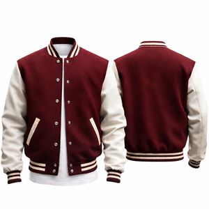 Blousons de baseball pour hommes de haute qualité, style streetwear personnalisé, pour le printemps et l'automne, décontractés, avec appliqué lettres et design color block - Product Image 3