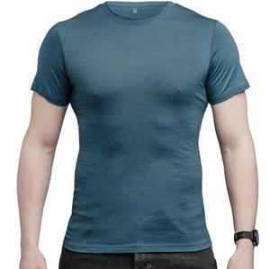 T-shirts en laine mérinos pour hommes, tricotés, unis, décontractés, teints, à manches courtes, col rond, sous-vêtement de base à double couche - Product Image 6