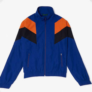 Men's Blue Orange Color Blocked Tracksuit Set Zipper Closure Elastic Waist Regular Fit Polyester Outdoor Wear - Product Image 4
