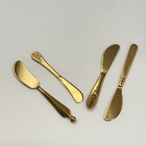 Ensemble de couteaux à fromage portables en acier inoxydable pour usage domestique avec manche en métal, différents designs, finition dorée, couteaux de cuisine - Product Image 3