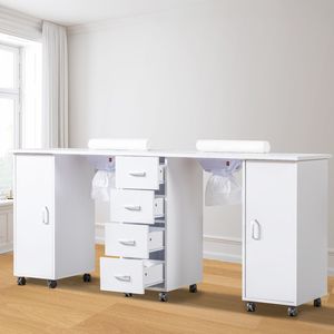 Tavolo da Manicure Doppio in Marmo con Aspiratore Elettrico e Poggiapolsi per Salone di Bellezza e Spa - Product Image 5