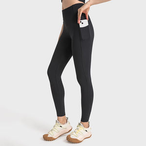 Pantalones de Yoga de Cintura Alta de Color Sólido para Mujer con Logotipo Personalizado, de Secado Rápido, Ajustados, con Efecto Push-Up - Product Image 4