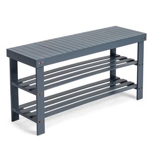 Scarpiera a 3 livelli in bambù FCH da appendere sopra la porta con parte superiore senza giunture per l'organizzazione domestica - Product Image 5