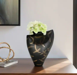 Jarrón de flores moderno creativo nórdico al por mayor, jarrón de forma Irregular para decoración del hogar, jarrones de metal de aluminio para decoración informal de entrada - Product Image 2