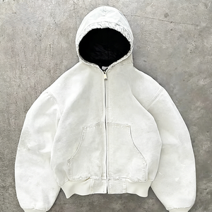 Mens Canvas <b>Hoodie</b> Durable Cotton Blend Fabric Kangaroo Pocket Adjustable Hood Casual Outdoor Streetwear Top - Product Image 1