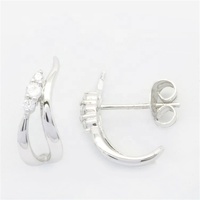 Boucles d'oreilles en diamant couleur H 100% naturel pour femmes, haute qualité, or blanc 18 carats plaqué rhodium, 0,16 ct, taille brillant, tendance, anniversaire