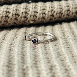 Minimalist Amethyst Brass <b>Ring</b> For Women Silver Plated <b>Dainty</b> Wholesale <b>Ring</b> - Product Image 6