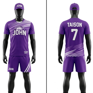 Uniforme de Voleibol Premium de Poliéster y Spandex, 150 GSM, Transpirable, Color Morado, con Paneles Impresos por Sublimación y Diseño de Logotipo Personalizado - Product Image 1