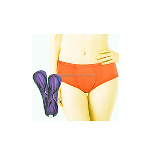 Culotte menstruelle confortable et respirante pour femme, en coton, sans ailettes, design moderne, imprimé par transfert thermique, bleu marine et gris - Product Image 2