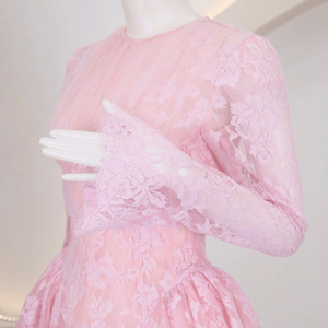 Lace Fabric Solid Square Collar Casual Women's Dresses Party Sweet <b>Mini</b> Line A-Line Long Sleeve Slim Fit Natural Waist - Product Image 2