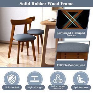 Chaises de salle à manger modernes du milieu du siècle, chaises de cuisine avec siège rembourré confortable et structure élégante en bois de caoutchouc - Product Image 5