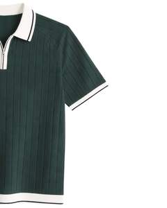Polo de Manga Corta para Hombre, Color Verde Oscuro, con Cierre de Cremallera, Tejido de Punto, Cuello en Contraste, Fabricante Personalizado, Ropa Casual - Product Image 3