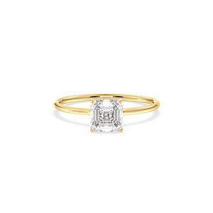 Anillo de compromiso de diamantes cultivados en laboratorio REYES Custom HPHT CVD, regalo de boda, anillo solitario con halo oculto de oro amarillo macizo de 14 quilates para mujer - Product Image 2