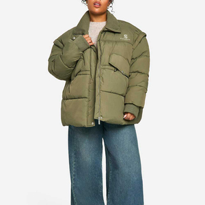 Veste d'hiver rembourrée pour femme, coupe-vent, légère, à capuche, couleur unie, personnalisable avec logo, modèle 2026 - Product Image 5