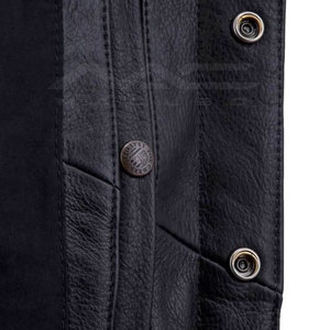 Classic Leather <b>Vest</b> Durable Sleeveless Outerwear Smooth Texture Front Pocket Design Button Fastening Wholesale Production - Product Image 6