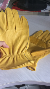 Guantes de Cuero para Conducir, Color Amarillo Dorado, Cuero de Vaca, Palma Completa, para Hombre - Product Image 5