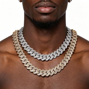 Export Quality 925 Silver Moissanite Cuban Link Chain Iced Out Hip Hop <b>Necklace</b> <b>for</b> <b>Men</b> Women Premium Available At Reasonable - Product Image 1