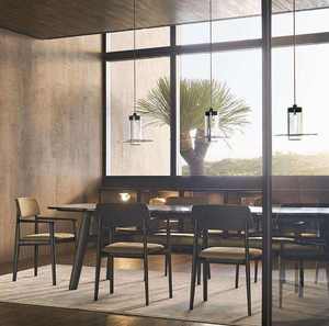 Ensemble de table à manger rectangulaire en bois massif, style minimaliste moderne, chaises de salle à manger contemporaines, hôtel, maison, villa, blanc or, personnalisable - Product Image 4