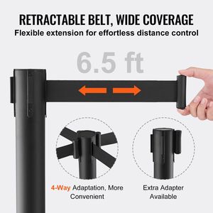 4-Pack in acciaio al carbonio controllo della folla Stanchion retrattile cintura 6,5ft barriera coda Post cottura verniciato controllo accessi riempibili - Product Image 4