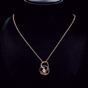 Collier pendentif de mariage pour femme en or rose 9 carats, taille brillant rond, 0,57 carat - Product Image 1