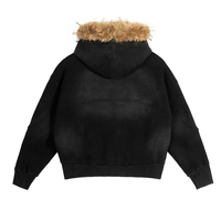 Sweat à capuche oversize unisexe en coton et fourrure de haute qualité, coupe carrée, avec fermeture éclair, épaules tombantes, design lourd et personnalisable