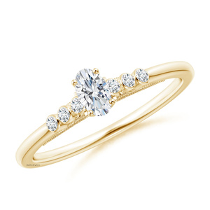 Bague de fiançailles en diamant de laboratoire de taille ovale certifié IGI avec diamants latéraux, or 10K 14K 18K, argent 925 935, pour anniversaire - Product Image 4