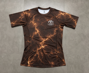 Men's Brown Lightning Compression Shirt Short Sleeve Rash Guard Gym Fitness Workout <b>Athletic</b> Base Layer Performance Sportswear - Product Image 6