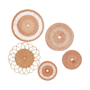 ตะกร้าหวายติดผนังสไตล์วินเทจทันสมัย งานแฮนด์เมด ตกแต่งบ้าน ลวดลายปรับแต่งได้ ซักล้างได้ งานศิลปะเวียดนาม งานสานจากพืช แขวนผนัง - Product Image 1