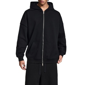 เสื้อฮู้ดดี้สั่งทำพิเศษ OEM ผ้าหนา 440 GSM ผ้าเฟรนช์เทอร์รี่ ซิปแบบรูดขึ้นลง ทรงโอเวอร์ไซส์ ซิปสำหรับผู้ชาย ปักโลโก้ 3 มิติ - Product Image 1