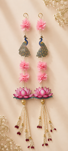 MDF Peacock <b>Door</b> Hanging Shubh Labh Golden <b>Beads</b> Diwali Puja Decoration Indian Wedding Garland Printed High Quality Handmade - Product Image 2