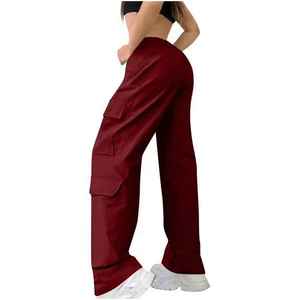 Women American Casual Cargo <b>Pants</b> High Waist Drawstring Wide Leg Loose Fit Multi Pocket Breathable Sports Trousers Fashion <b>Pants</b> - Product Image 6