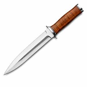 Couteau Bowie Drop Point en Acier Inoxydable D2 Fait Main, avec Étui en Cuir, Manche en Bois, Garde en Acier, Personnalisable OEM, Qualité DIY pour le Camping - Product Image 1