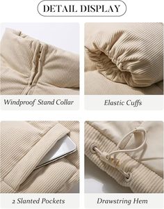 Women's Lightweight <b>Packable</b> Hooded Winter Quilted Puffer <b>Jacket</b> Detachable Sleeves Hat Zipper Closure Waterproof Wool - Product Image 5