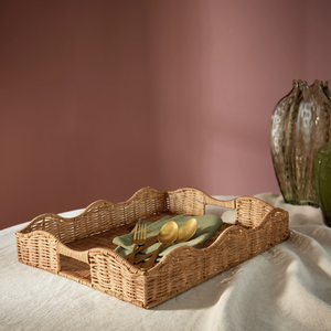 Bandeja Decorativa Rectangular de Ratán de Primera Calidad, Forma de Ola, Material para Servir, Organización, Centro de Mesa - Product Image 3