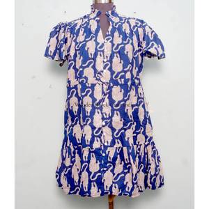 Elegante Vestido Mini de Verano Estilo Bohemio Vintage para Mujer, Hecho a Mano con Algodón Orgánico, Cuello Redondo, Manga Larga, Estampado Floral, Corte en A - Product Image 2