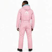 Combinaison de ski pour femme OEM ODM, une pièce, imprimée, en polyester, imperméable, thermique, avec capuche et fermeture éclair