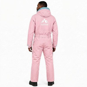 Traje de Nieve de una Pieza para Mujer OEM ODM, Mono de Esquí Térmico Impermeable de Poliéster Estampado con Capucha y Cremallera - Product Image 4