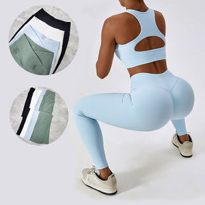 Vêtements de sport Pilates de haute qualité, respirants, pour la gym et le fitness, ensemble de yoga avec hauts et bas à taille haute croisée - Product Image 2