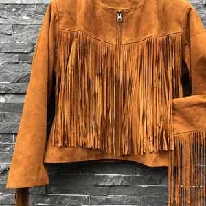 Streetwear Punk Style Cowboy Wear Cow <b>Suede</b> Leather <b>Jacket</b> Classic Western Style Cowhide Leather <b>Jackets</b> For Male - Product Image 4