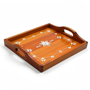 Bandeja de madera artesanal Premium incrustaciones de perlas madre pulidas para decoración del hogar regalo de Ramadán artesanías de madera cajas de madera carteles de pared - Product Image 1