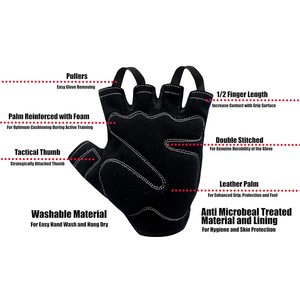 Guantes de Gimnasio de Medio Dedo con Cierre de Cordones para Entrenamiento Deportivo, Fisicoculturismo, Fitness, Levantamiento de Pesas, Servicio OEM - Product Image 5