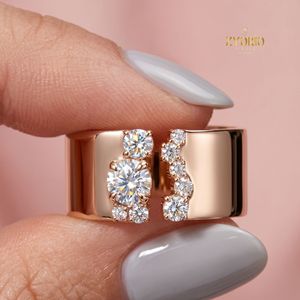 Anillo de Diamantes Cultivados en Laboratorio con Banda Ancha y Abertura, Oro de 14K, Anillo de Lujo para Mujer - Product Image 3
