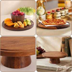 Handcrafted Natural Solid Wood Eco-Friendly <b>Cake</b> <b>Mold</b> Round Serving Platter Pedestal Base Home Kitchen Event Decor Good Price - Product Image 5