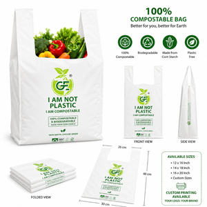 Sac de transport compostable écologique, sac de courses biodégradable, sac d'épicerie jetable à base de plantes, utilisation durable sans plastique - Product Image 4