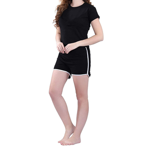Ensemble deux pièces décontracté d'été 2026 pour femme, grande taille, en polaire brodé, couleur unie, col rond, sans manches, haut et short longueur genou - Product Image 2