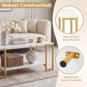 Modern 2-Tier <b>Open</b> <b>Storage</b> Coffee Table Robot Vacuum Friendly Living Room Furniture - Product Image 3