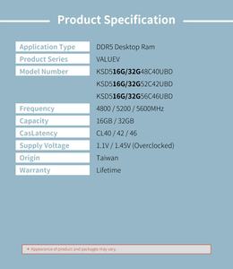 KINGSMAN GAMING DDR5 16GB 5600MHz RAM para Ordenador de Escritorio - En Stock - Product Image 6