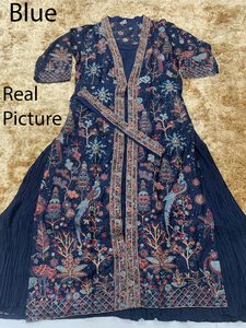 Best Seller Traditional Ethnic Indian Pakistani Gown & Dupatta Set Georgette With Embroidery Work Full Stitching Party Wear - Product Image 3