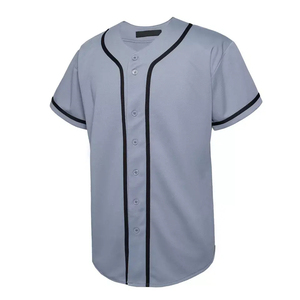 Jersey Baseball Logo Kustom Merah Lengan Pendek Kancing Depan Unisex Bahan Polyester Pakaian Olahraga untuk Softball Baseball Dewasa - Product Image 4