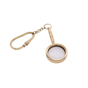 Llavero de latón vintage con lupa, mini lupa de mano, lente de lectura de bolsillo, estilo antiguo, regalo con anillo para llaves - Product Image 1